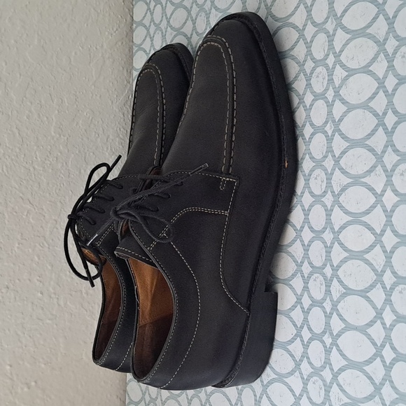 Men's Saks Fifth Avenue Solid Black Leather Oxford Split Toe Dress Shoe Size 9 - Picture 2 of 8